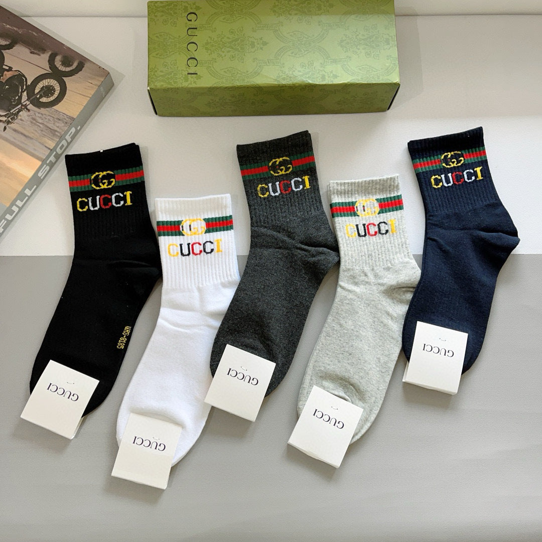 Gucci Cotton Crew Socks - 5-Pair Pack