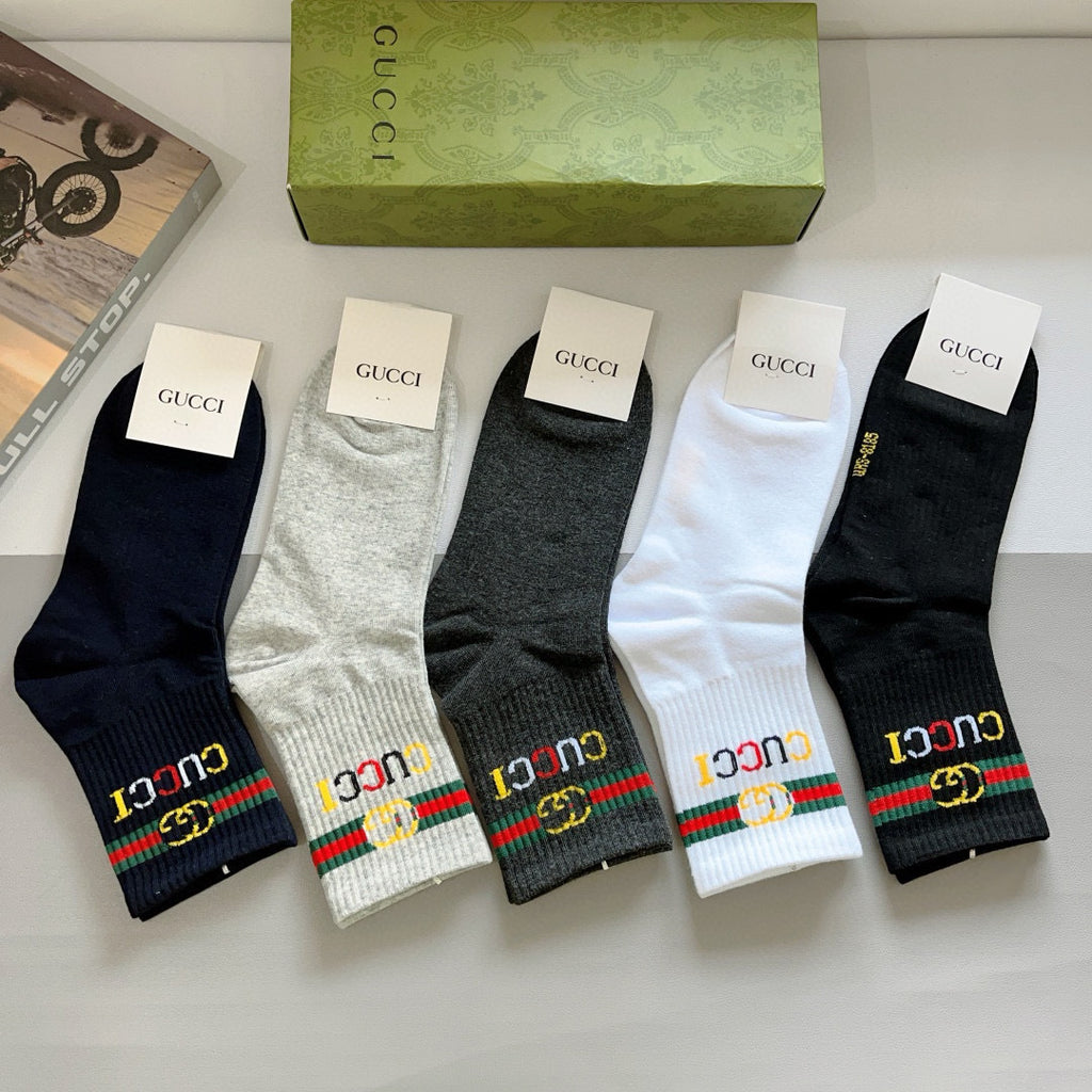 Gucci Cotton Crew Socks - 5-Pair Pack