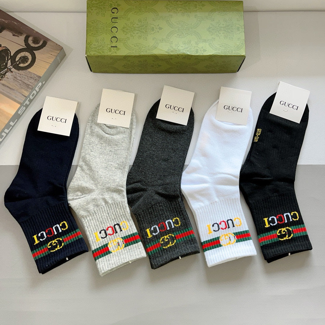 Gucci Cotton Crew Socks - 5-Pair Pack