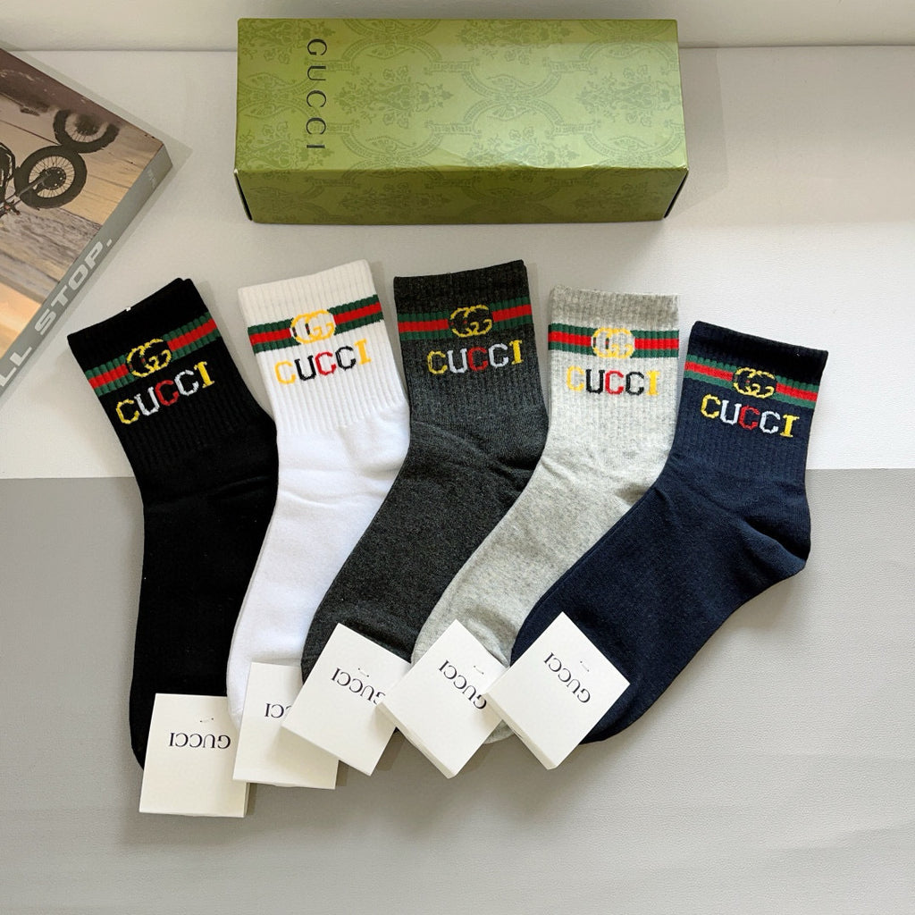 Gucci Cotton Crew Socks - 5-Pair Pack