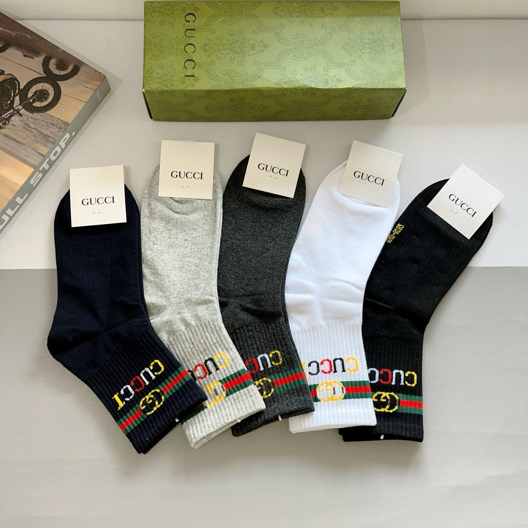 Gucci Cotton Crew Socks - 5-Pair Pack