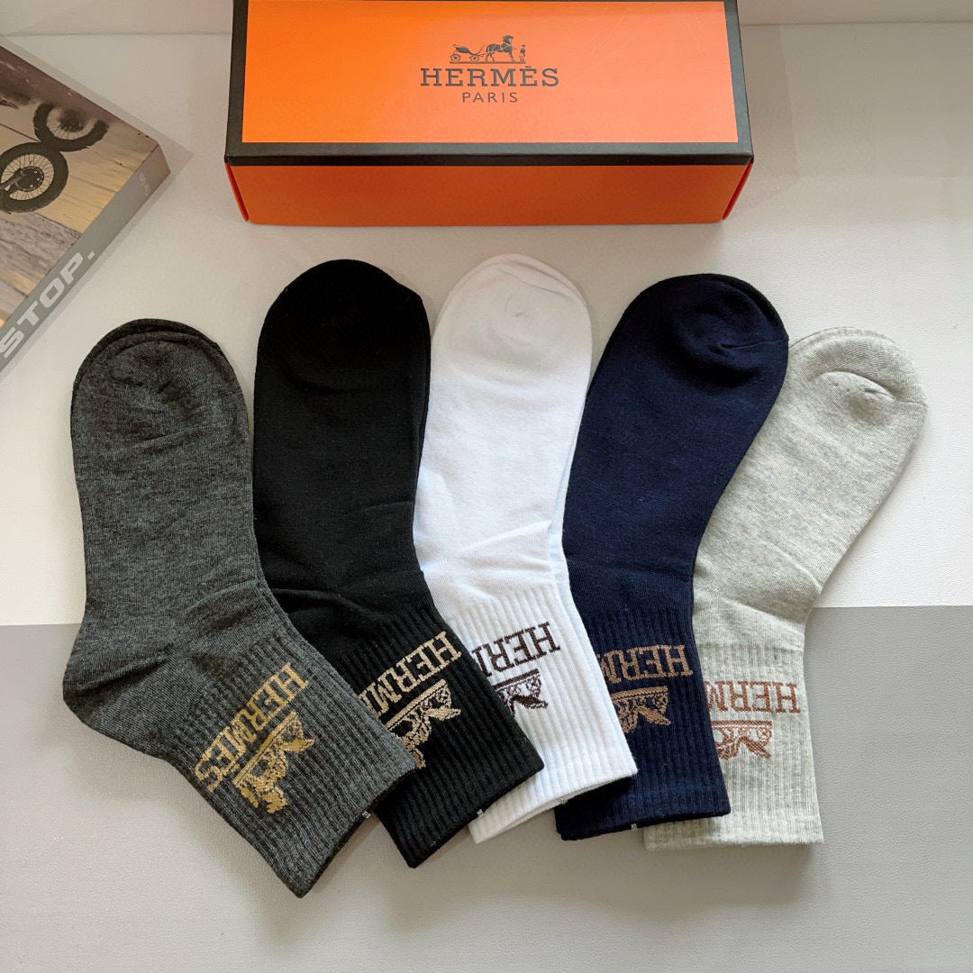 Hermes Crew Socks - 5-Pair Pack