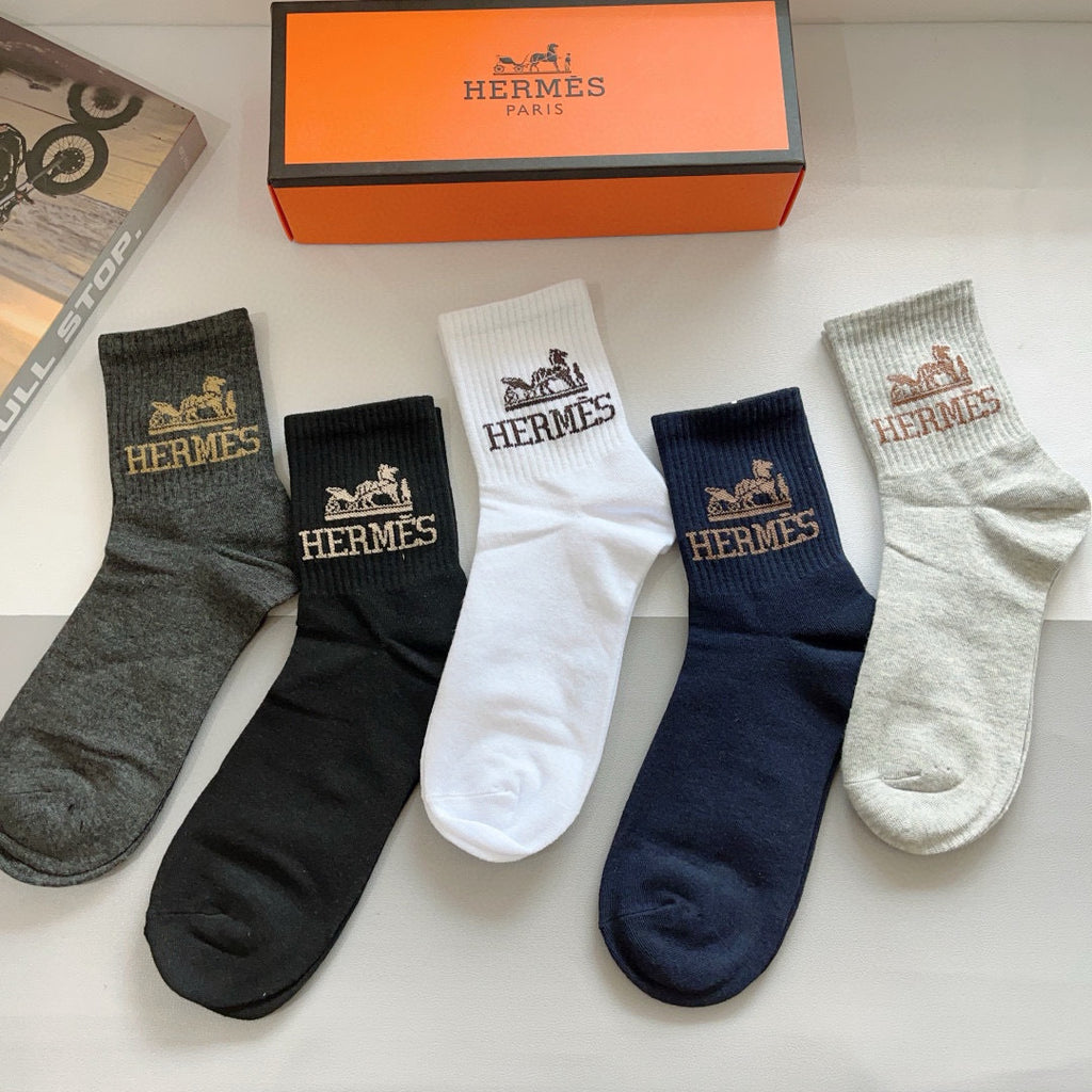 Hermes Crew Socks - 5-Pair Pack