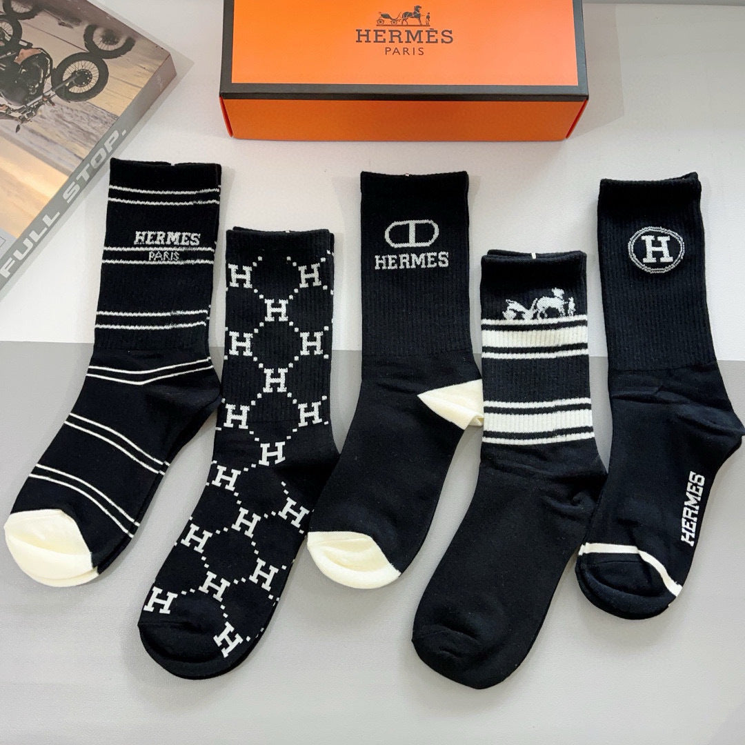 Hermes Crew Socks - 5-Pair Pack