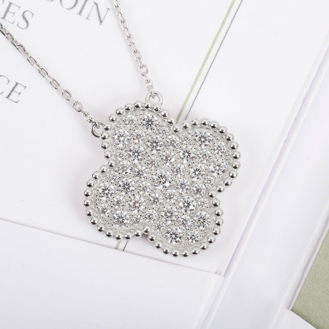 Shell Crystal-Accent Pendant Necklace side detail