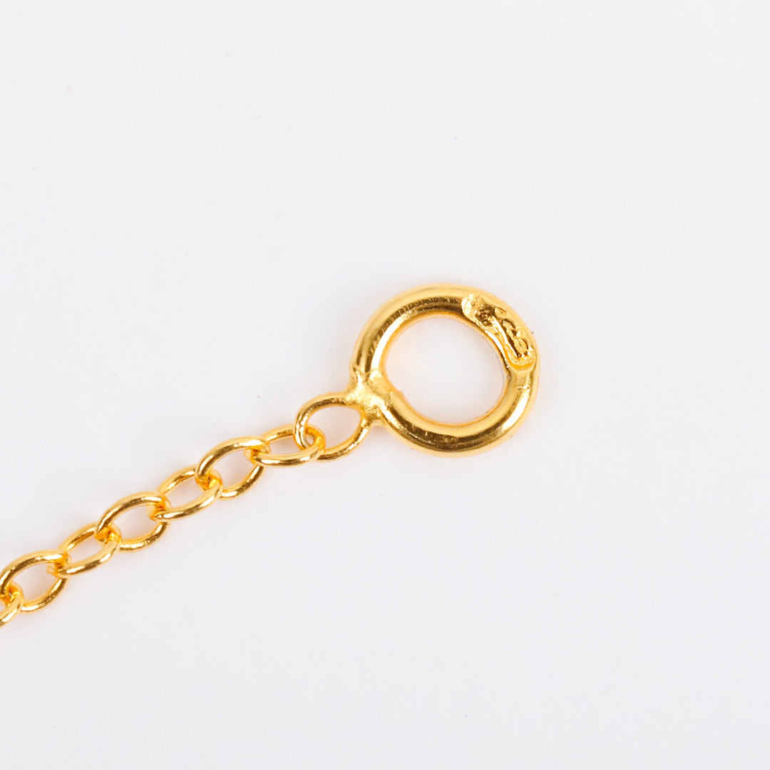 Pearl-Style Motif Pendant Necklace in Polished Metal-Tone with Pearl-Style Detail – Design 020 detail view