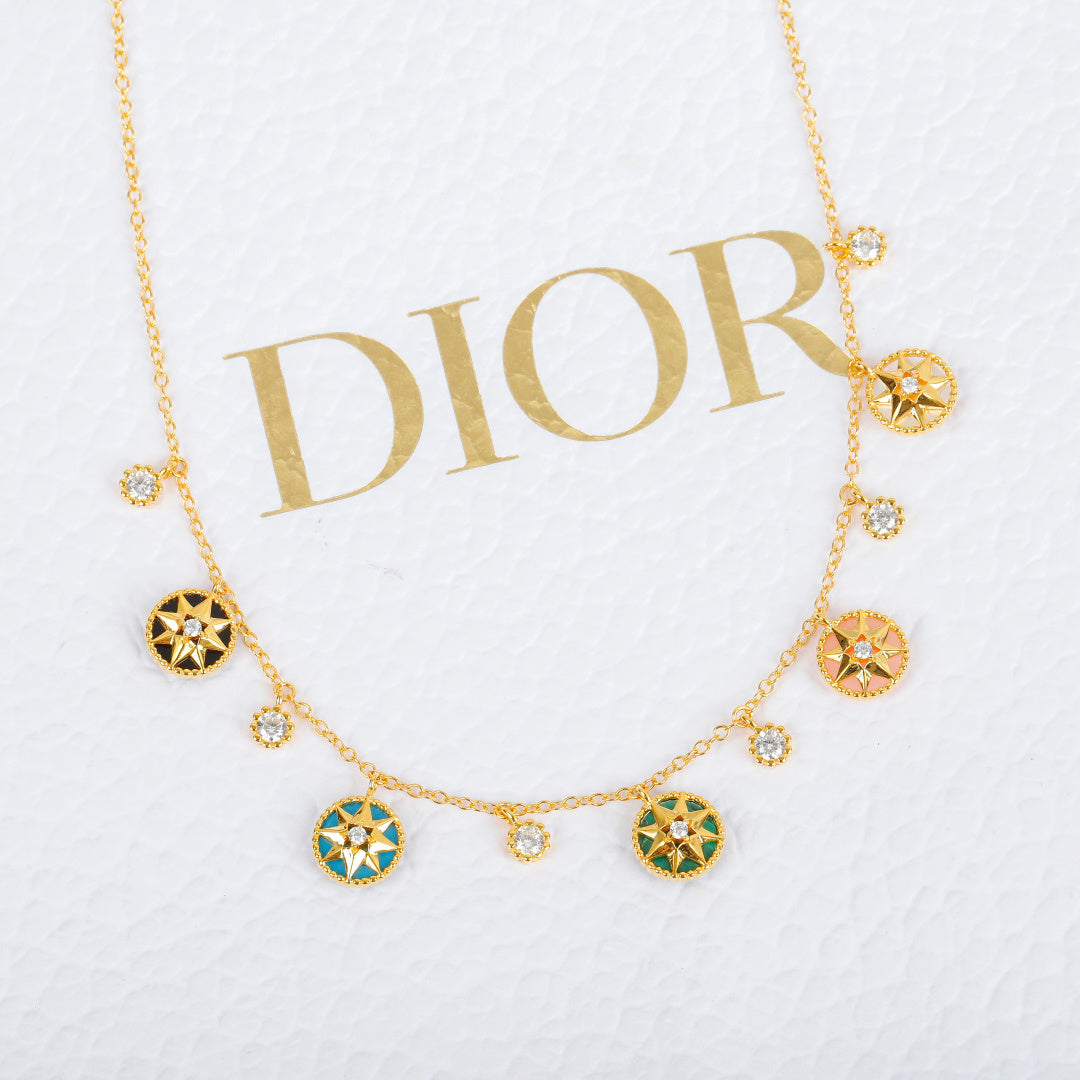Pearl-Style Motif Pendant Necklace in Polished Metal-Tone with Pearl-Style Detail – Design 020 styled view