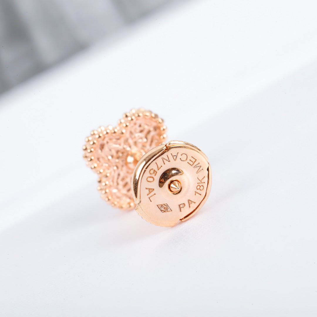 Clover Crystal-Accent Stud Earrings close-up detail