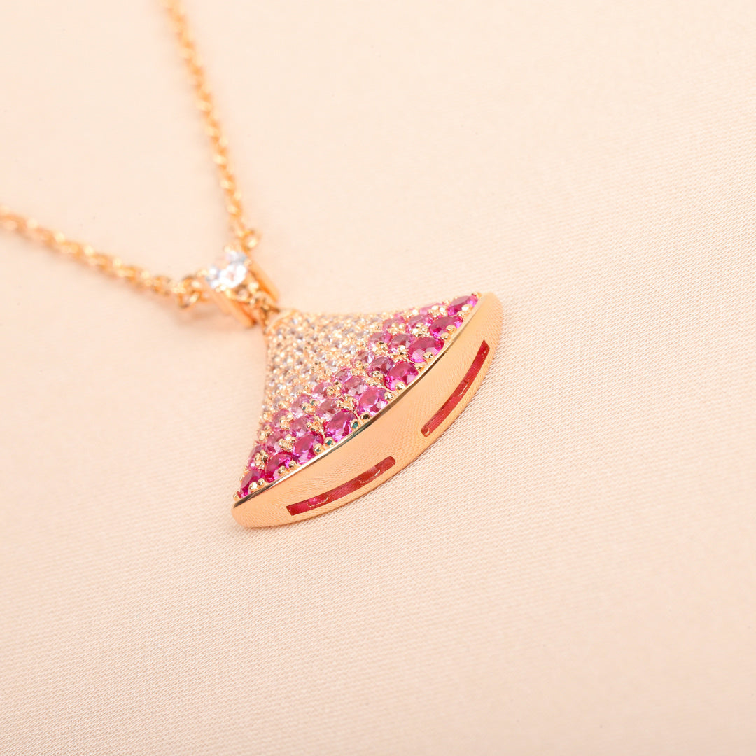 Fan Pendant Necklace in Rose-Gold-Tone detail view