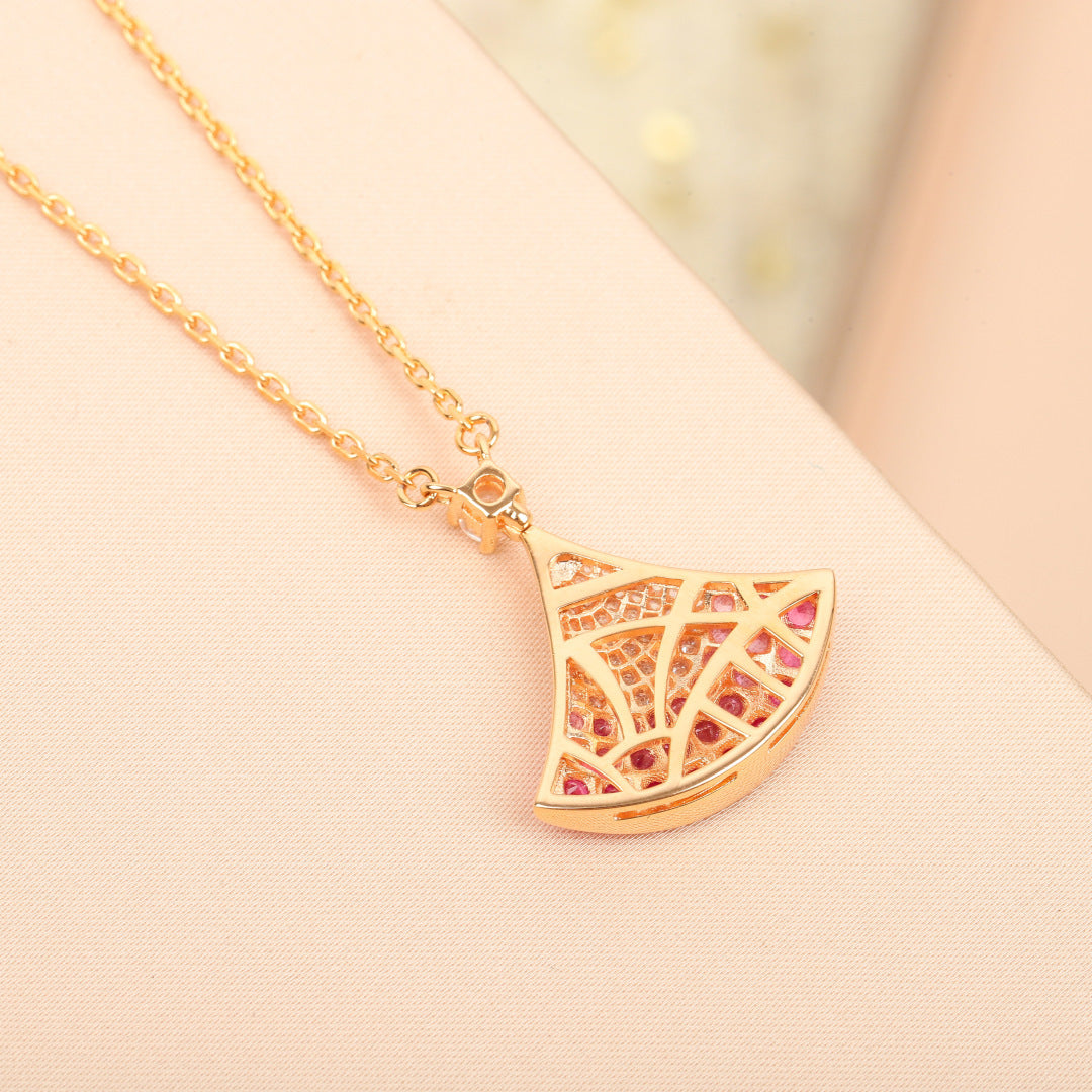 Fan Pendant Necklace in Rose-Gold-Tone styled product view
