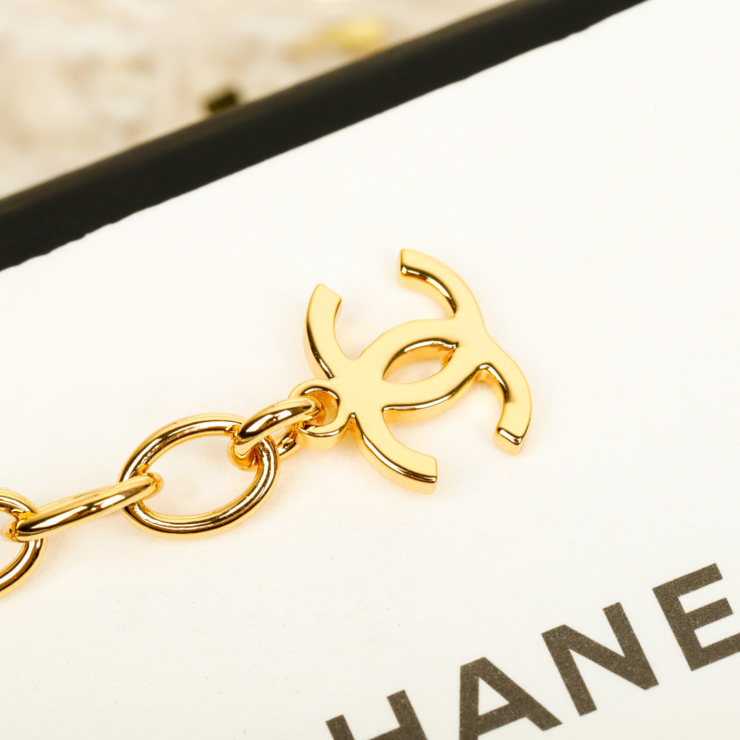 Double-C Emblem Pearl-Detail Pendant Necklace – Pearl Detail – Design 014 styled product view