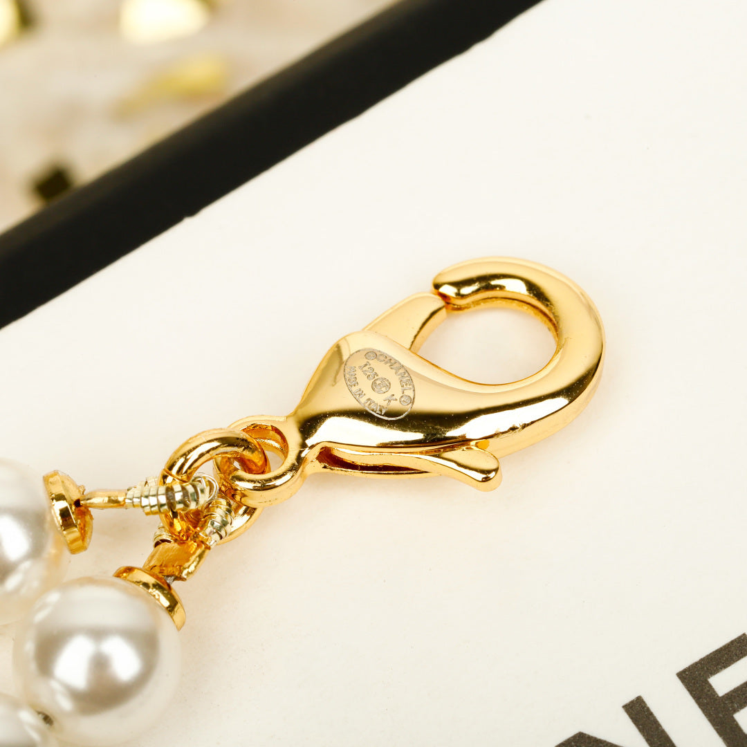 Double-C Emblem Pearl-Detail Pendant Necklace – Pearl Detail – Design 014 main product view