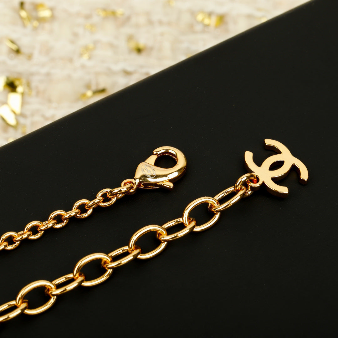 Double-C Emblem Crystal-Accent Pendant Necklace – Design 007 close-up detail