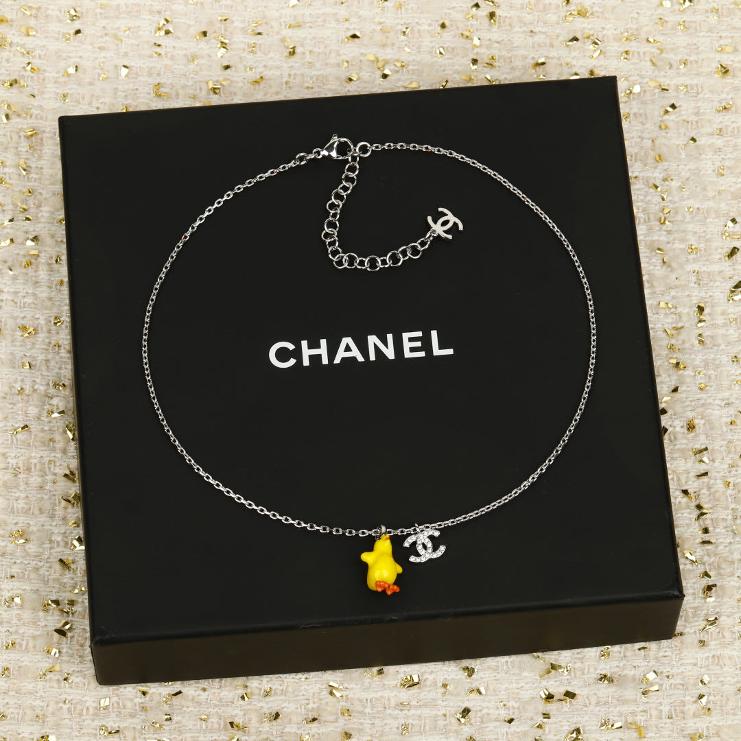 Double-C Emblem Crystal-Accent Pendant Necklace – Design 023 main product view