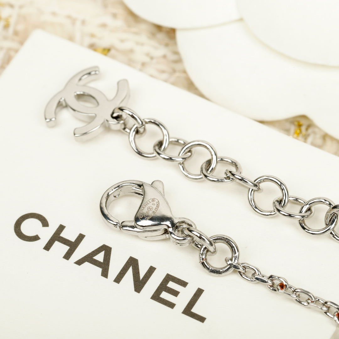 Double-C Emblem Crystal-Accent Pendant Necklace – Design 023 close-up detail