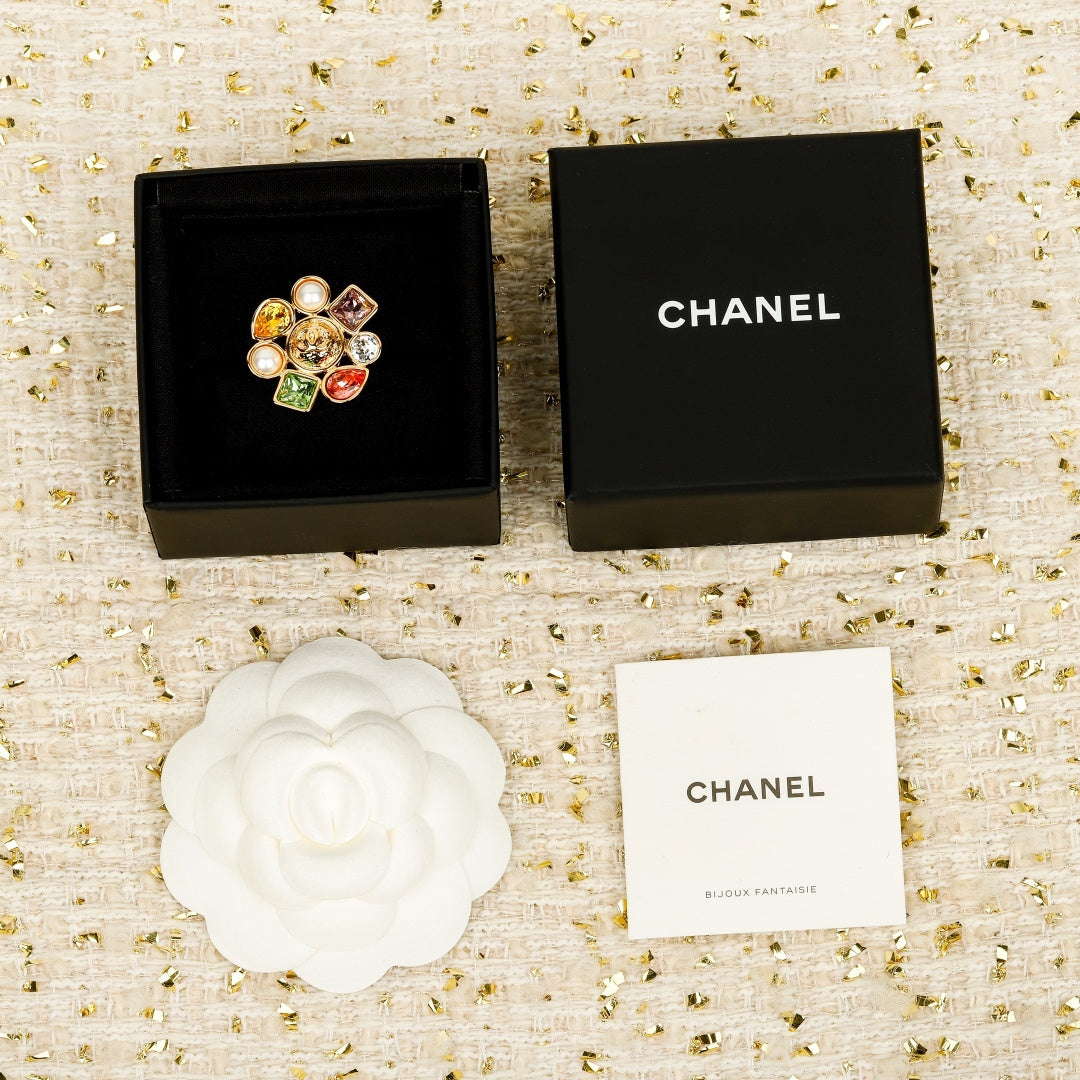 Double-C Emblem Statement Ring in Gold-Tone main product view