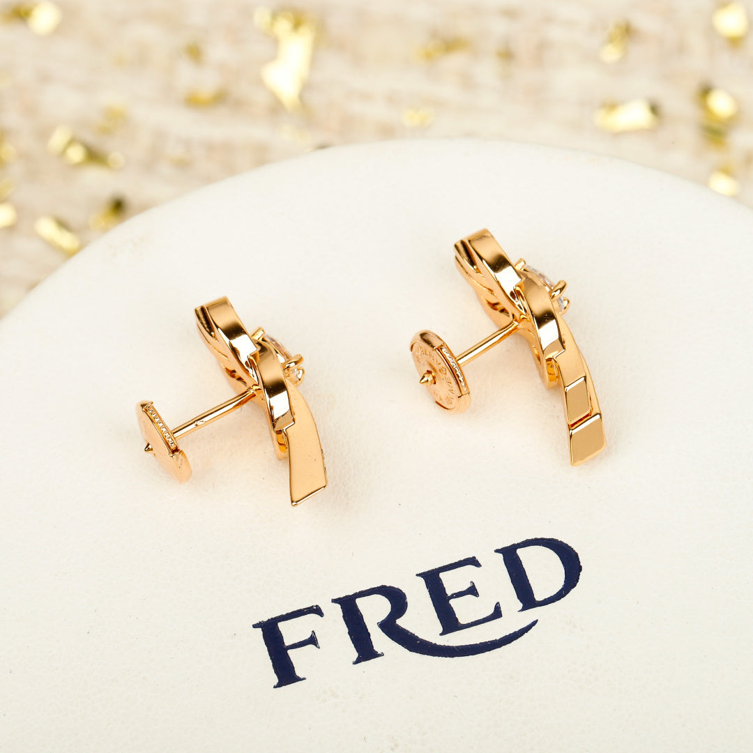 Signature Emblem Crystal-Accent Stud Earrings – Design 019 main product view