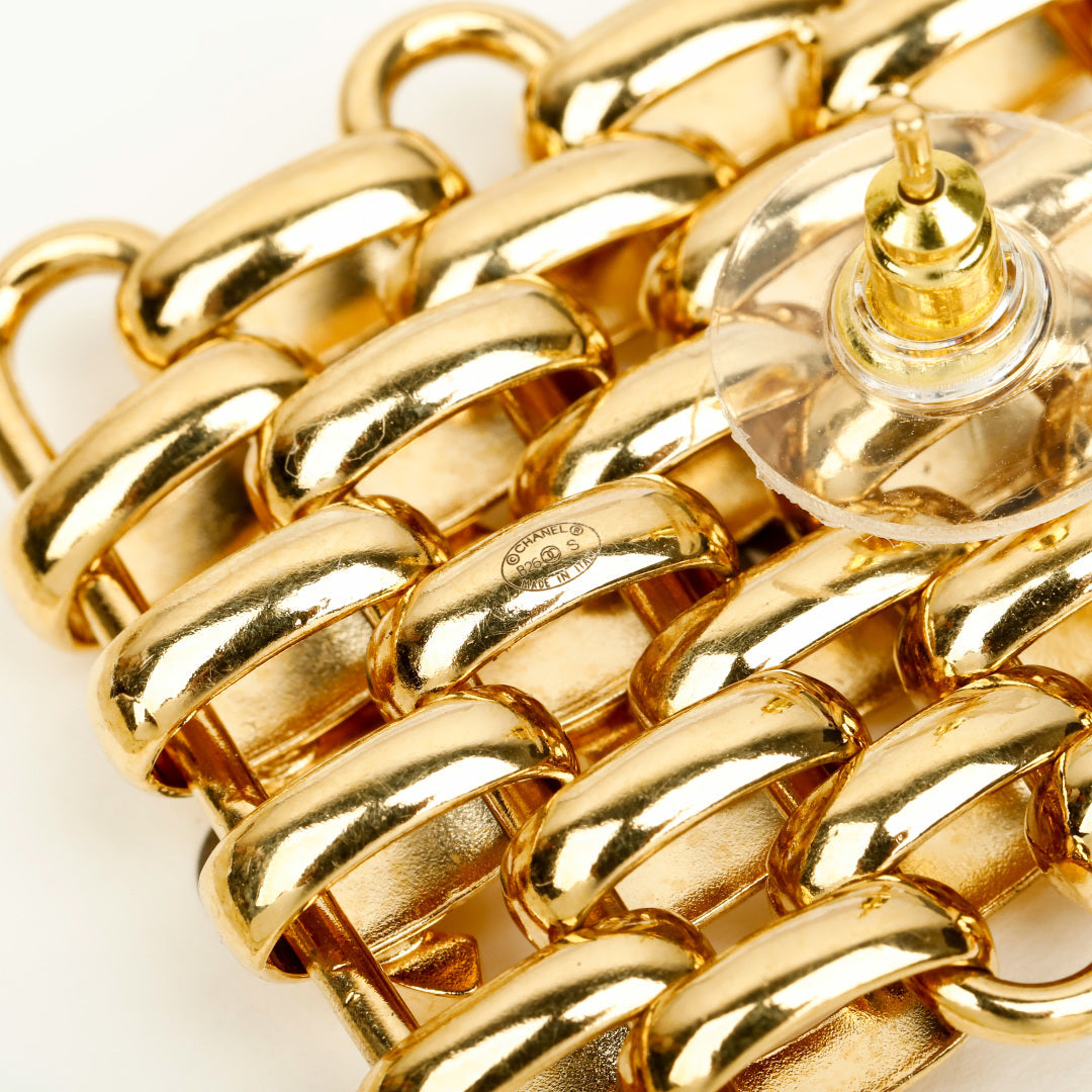 Double-C Emblem Stud Earrings in Gold-Tone – Design 040 styled product view
