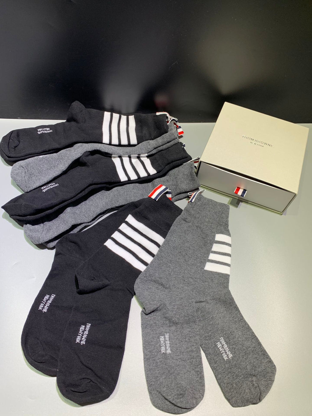 Thom Browne Four-Bar Stripe Details Crew Socks - 6-Pair Set