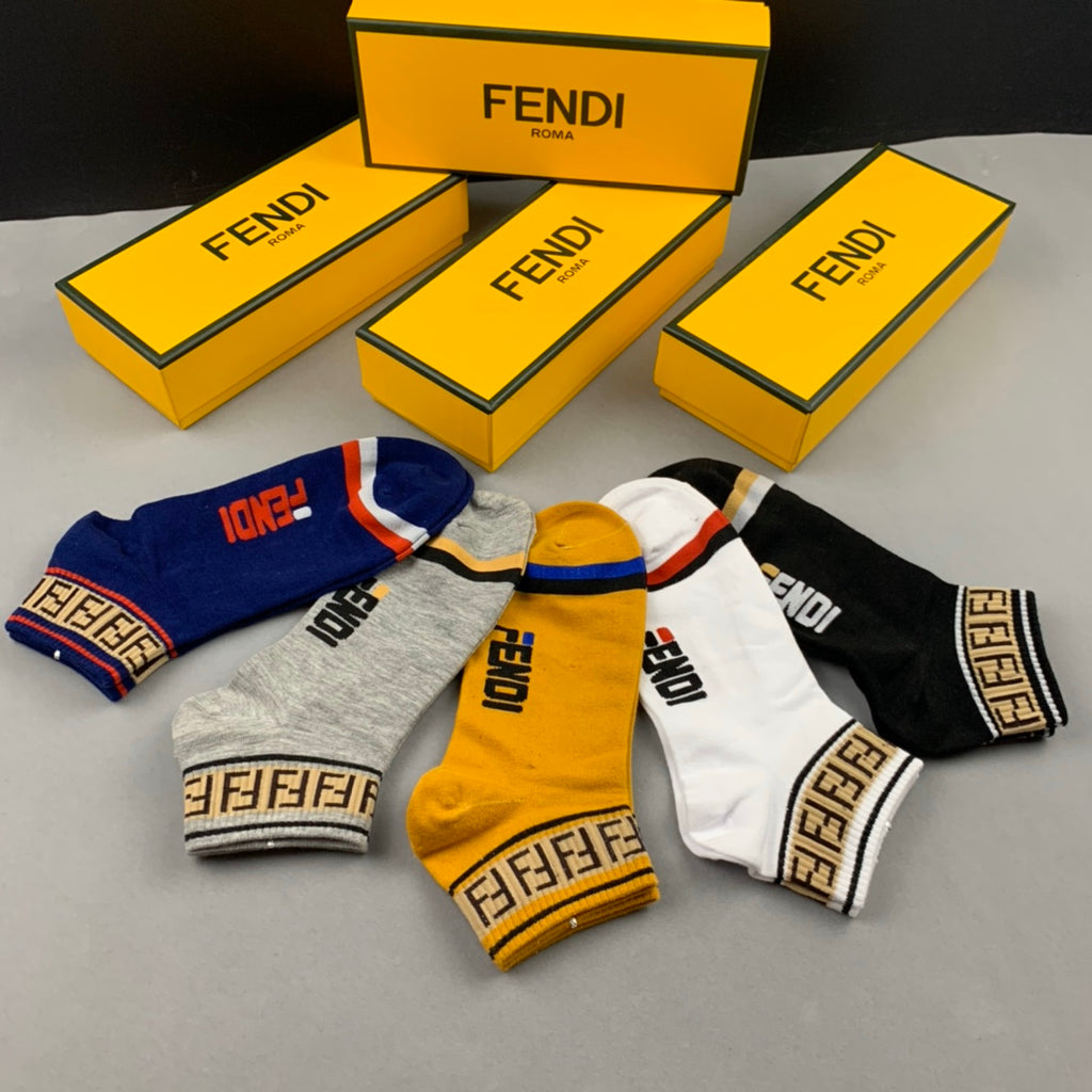 Fendi Cotton Short Socks - 5-Pair Pack