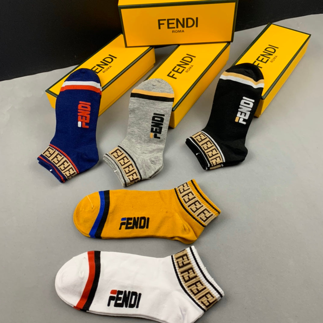 Fendi Cotton Short Socks - 5-Pair Pack