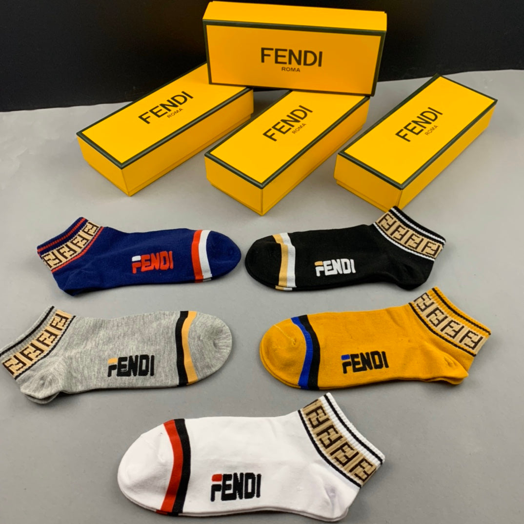 Fendi Letter-Pattern Details Ankle Socks - 5-Pair Set
