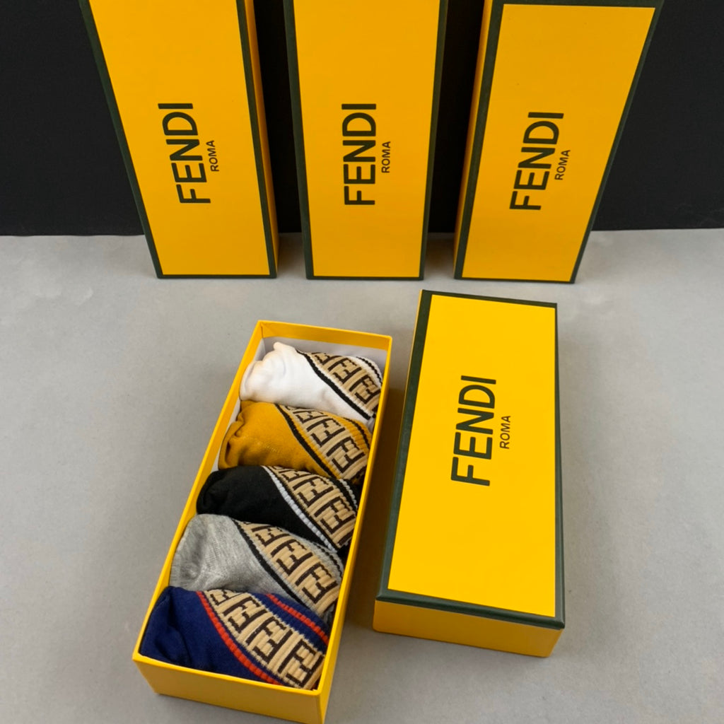 Fendi Letter-Pattern Details Ankle Socks - 5-Pair Set