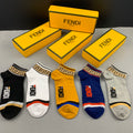 Fendi Wordmark Details No-Show Socks - 5-Pair Set