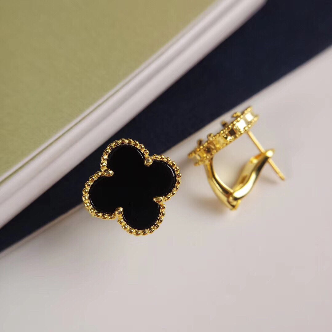 Clover Stud Earrings in Gold-Tone side detail