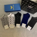Giorgio Armani Cotton All-Over Letter Patterns Crew Socks - 5-Pair Set