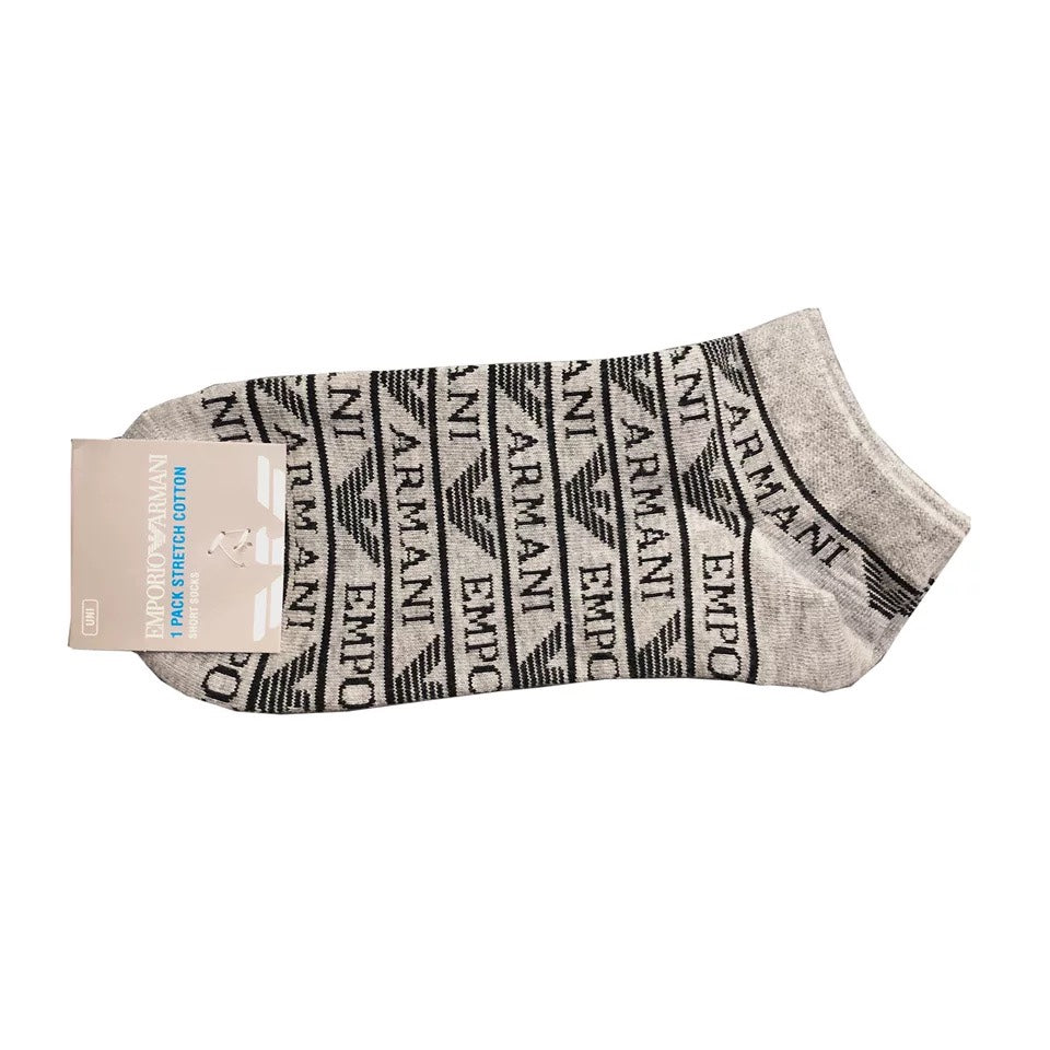Giorgio Armani Cotton All-Over Letter Patterns Crew Socks - 5-Pair Set