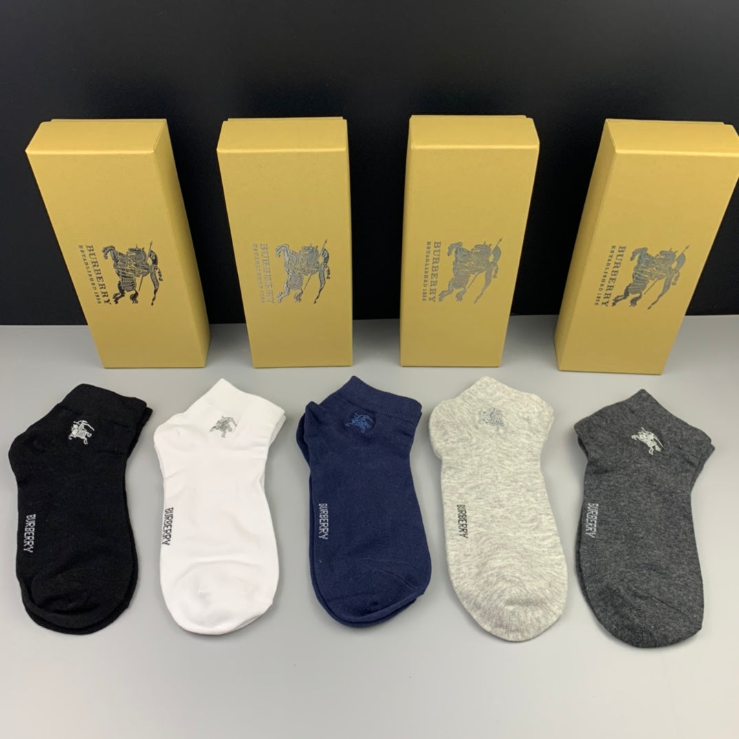 Burberry Cotton No-Show Socks - 5-Pair Pack