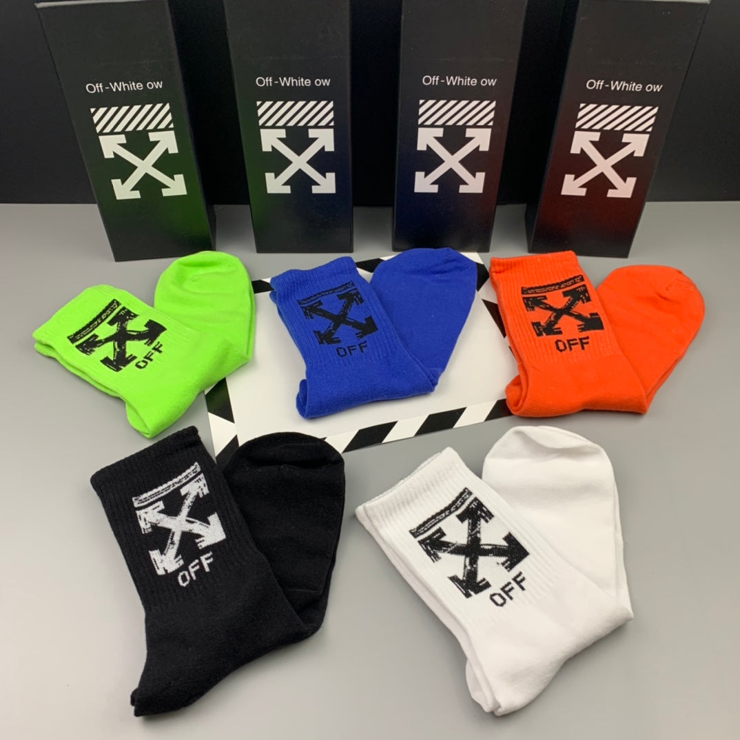 Off-White Cotton Crew Socks