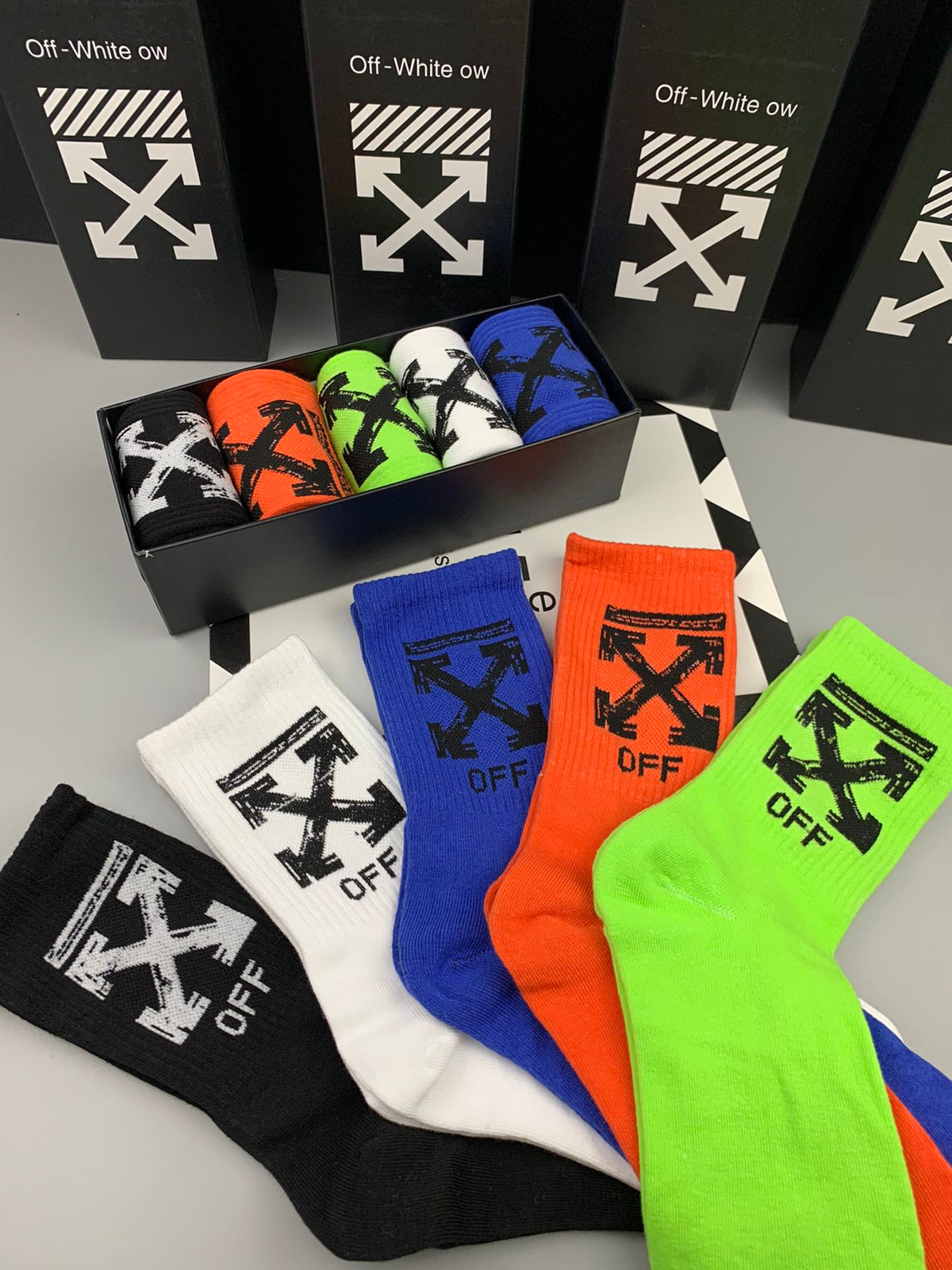 Off-White Cotton Crew Socks