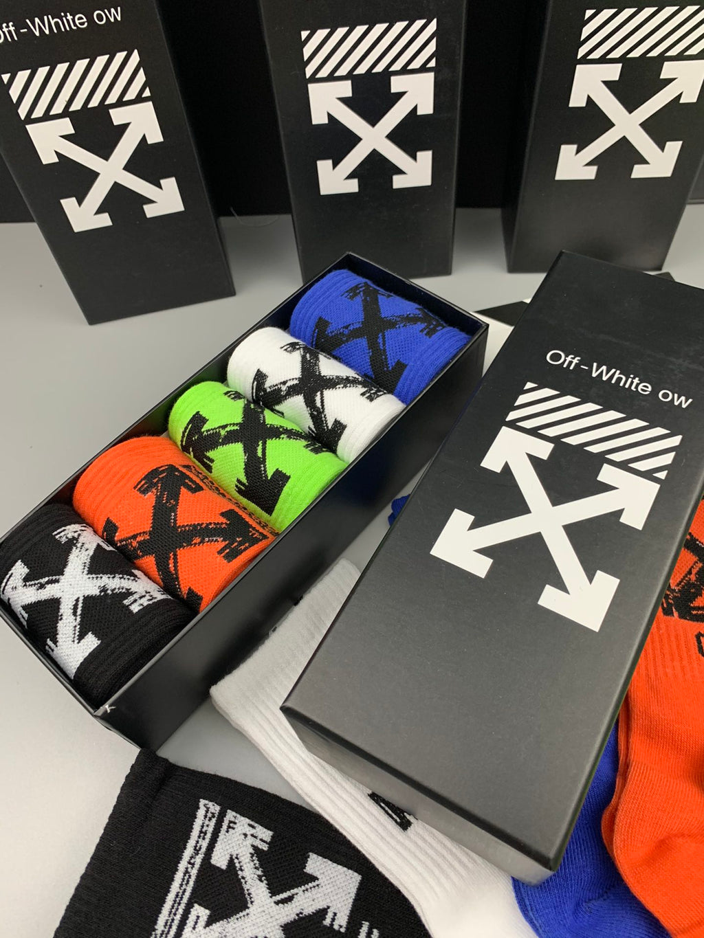 Off-White Cotton Crew Socks