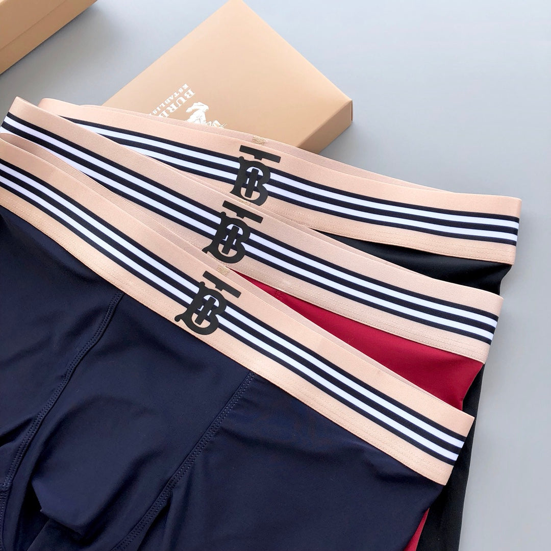 Burberry Visible Colour, Waistband And Emblem Details Men's Boxer Briefs - 3-Piece Box