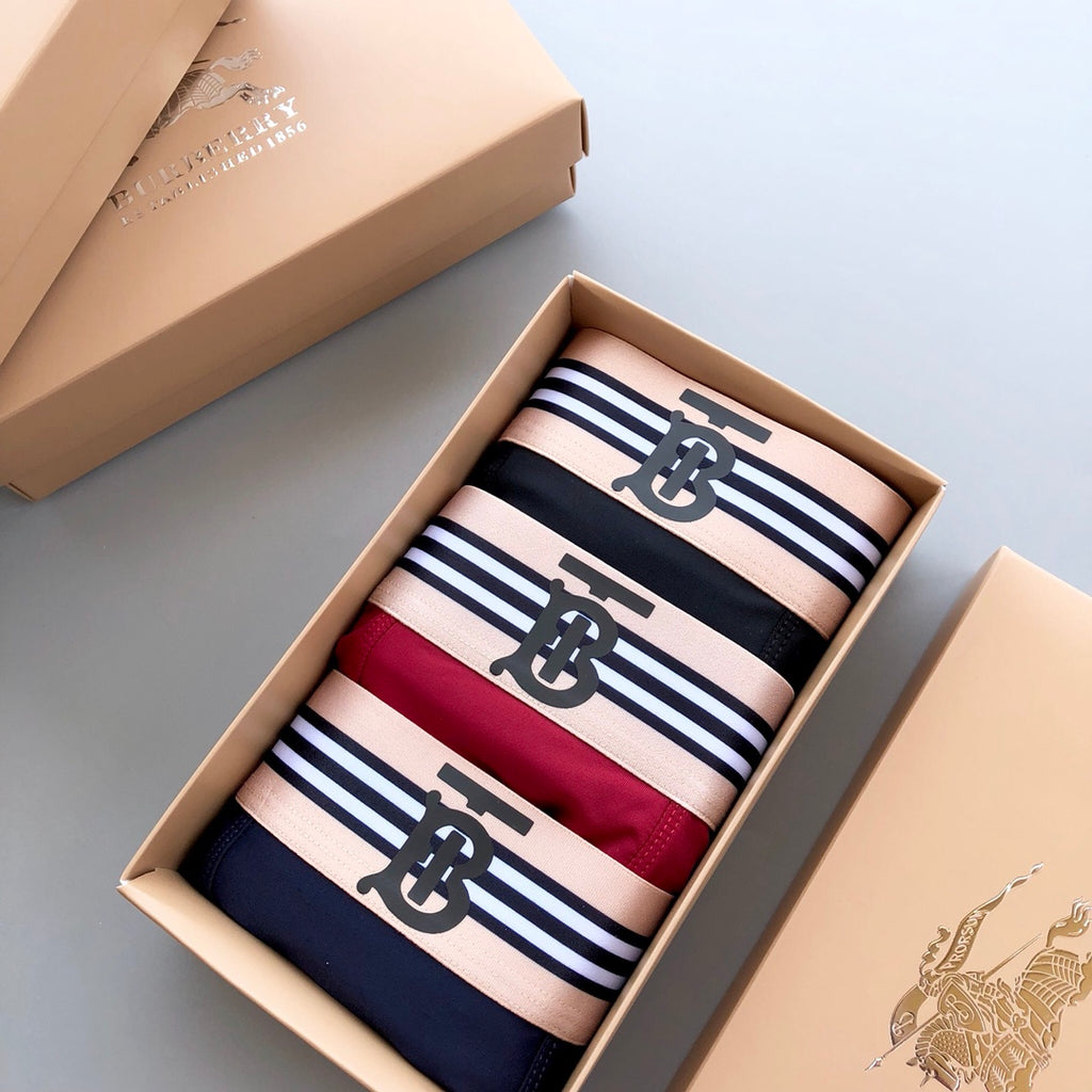 Burberry Striped Waistbands Men's Boxer Briefs - 3-Piece Box