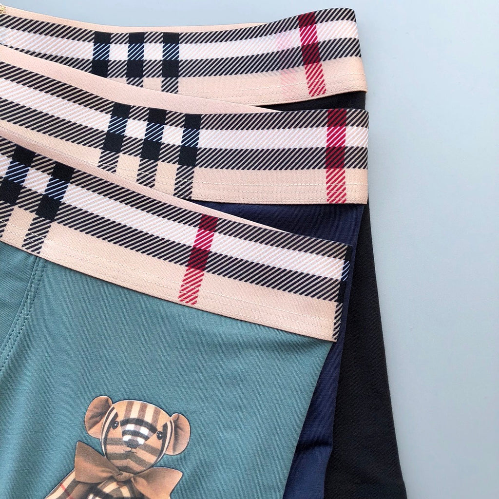 Burberry Navy Aqua Teddy Applique Boxer Briefs 3-Piece Box