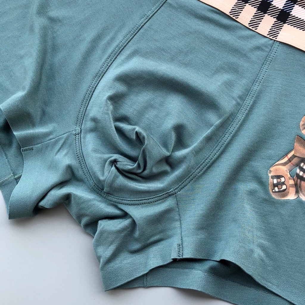 Burberry Navy Aqua Teddy Applique Boxer Briefs 3-Piece Box