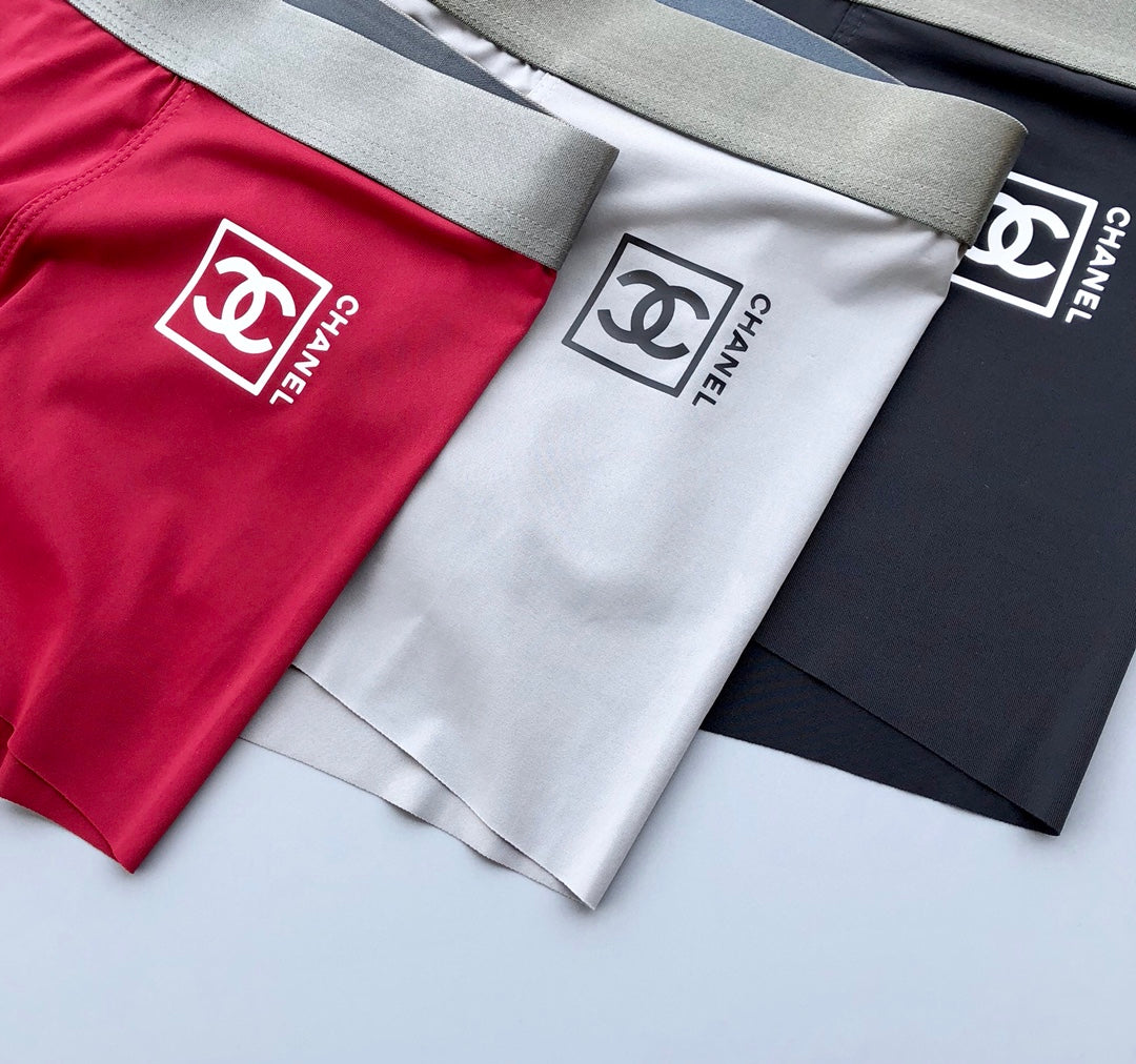 Chanel Visible Branded Waistband Or Emblem Details Men's Boxer Briefs - 3-Piece Box