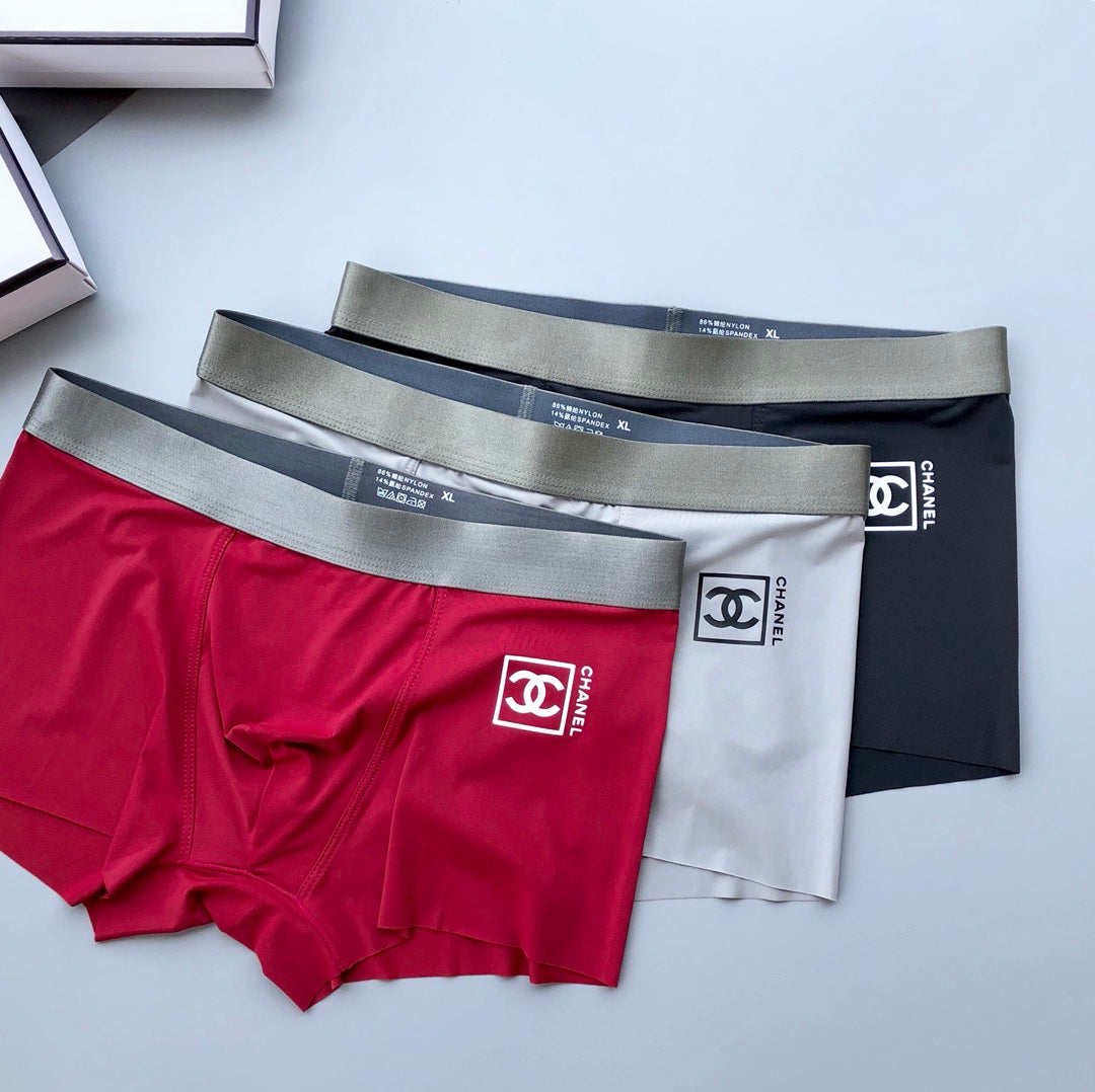 Chanel Visible Branded Waistband Or Emblem Details Men's Boxer Briefs - 3-Piece Box