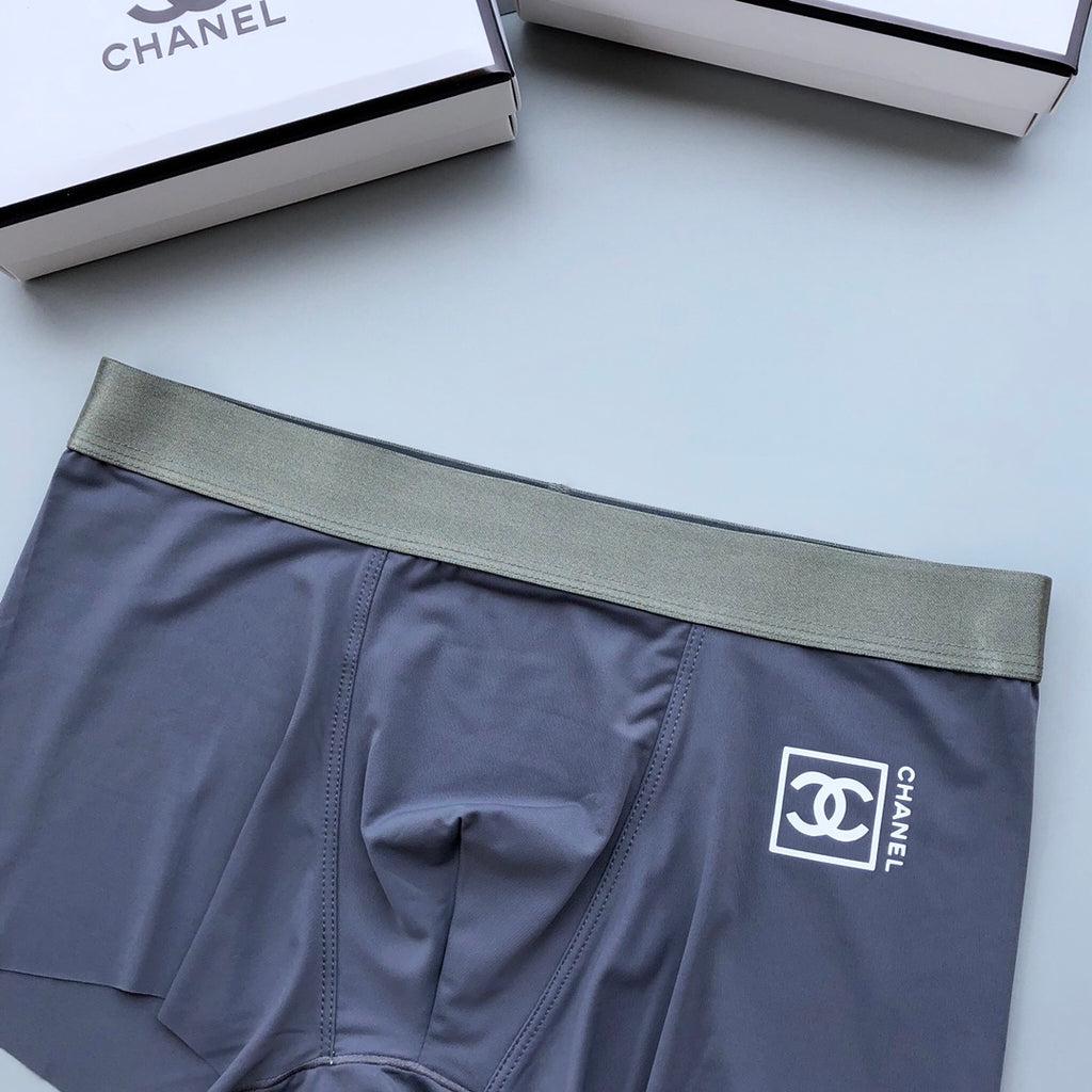 Chanel Visible Branded Waistband Or Emblem Details Men's Boxer Briefs - 3-Piece Box