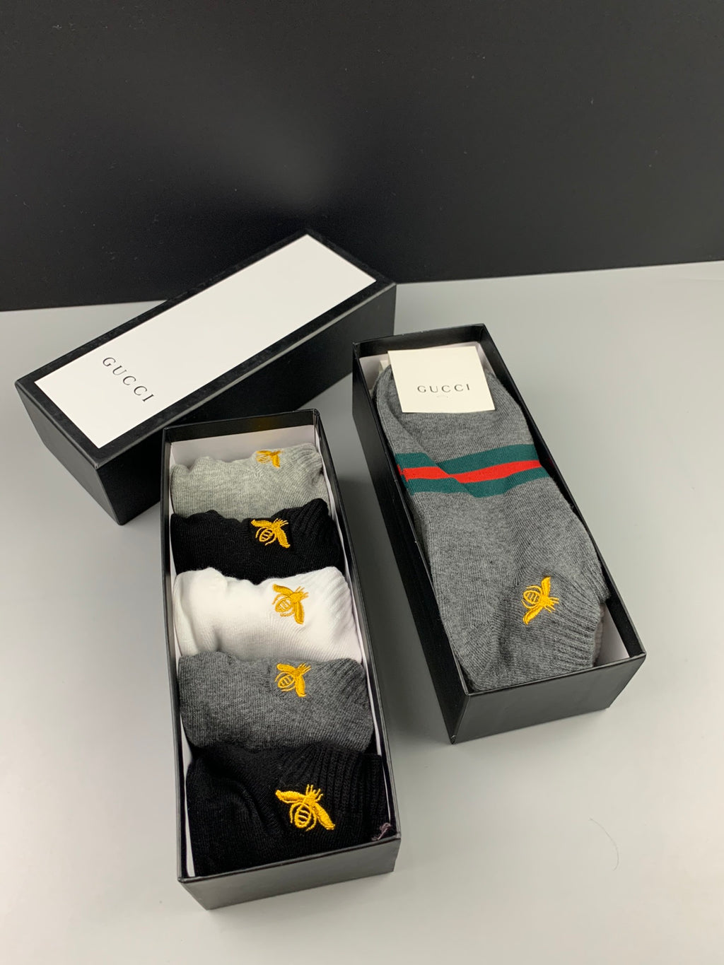 Gucci Bee Web-Stripe Ankle Socks