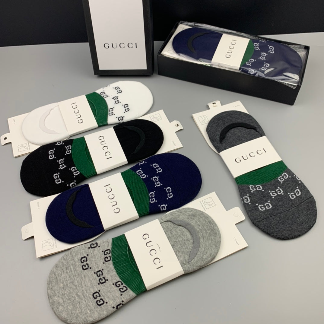 Gucci GG Monogram No-Show Socks - Box of 5 Pairs