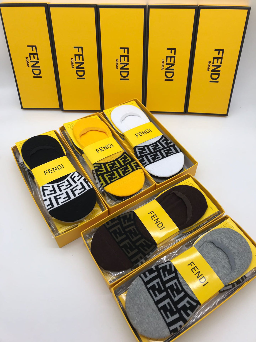 Fendi Cotton Crew Socks - 5-Pair Pack