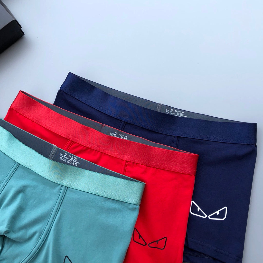Fendi Visible Branded Waistband Or Emblem Details Men's Boxer Briefs - 3-Piece Box