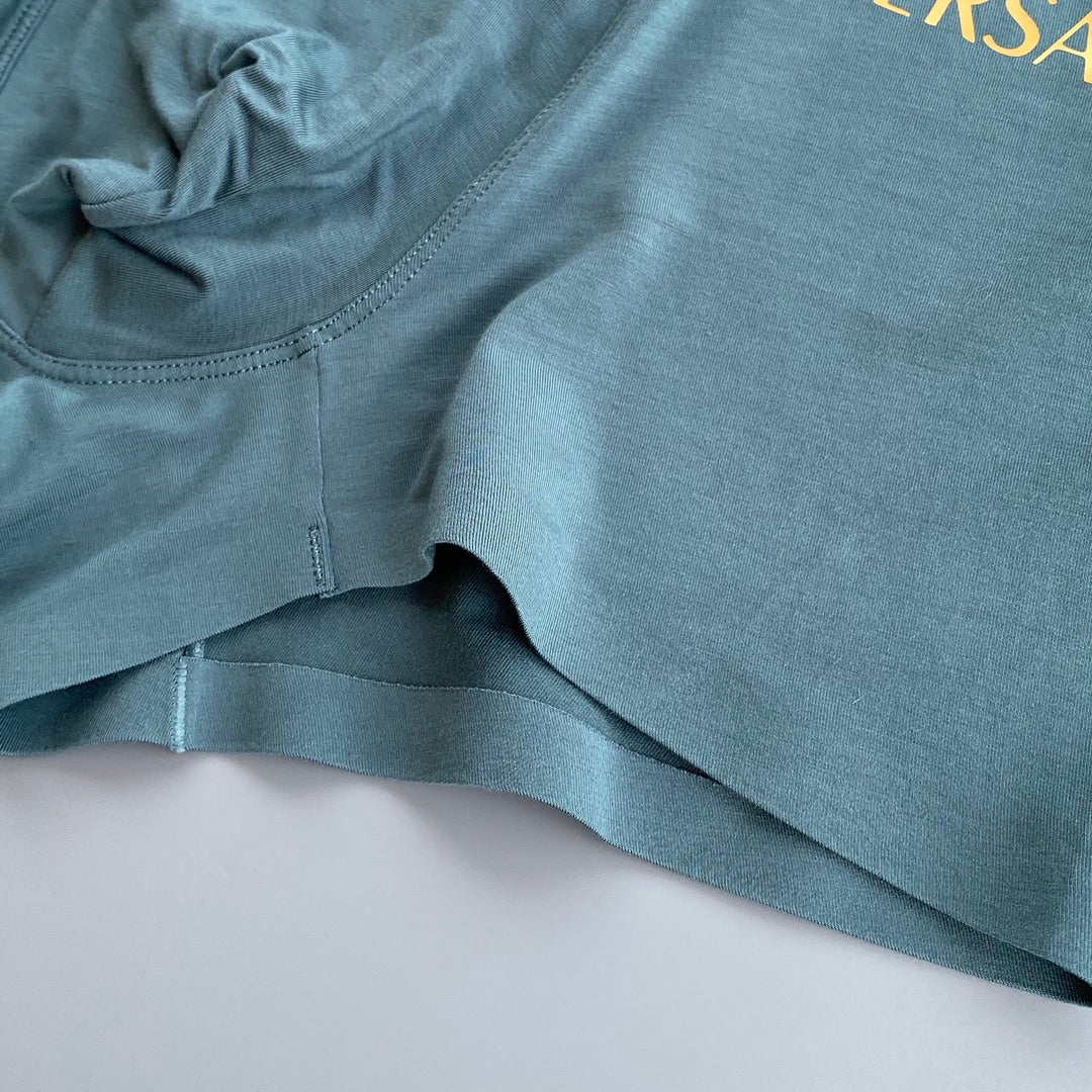 Versace Burgundy Gold Wordmark Boxer Briefs 3-Piece Box