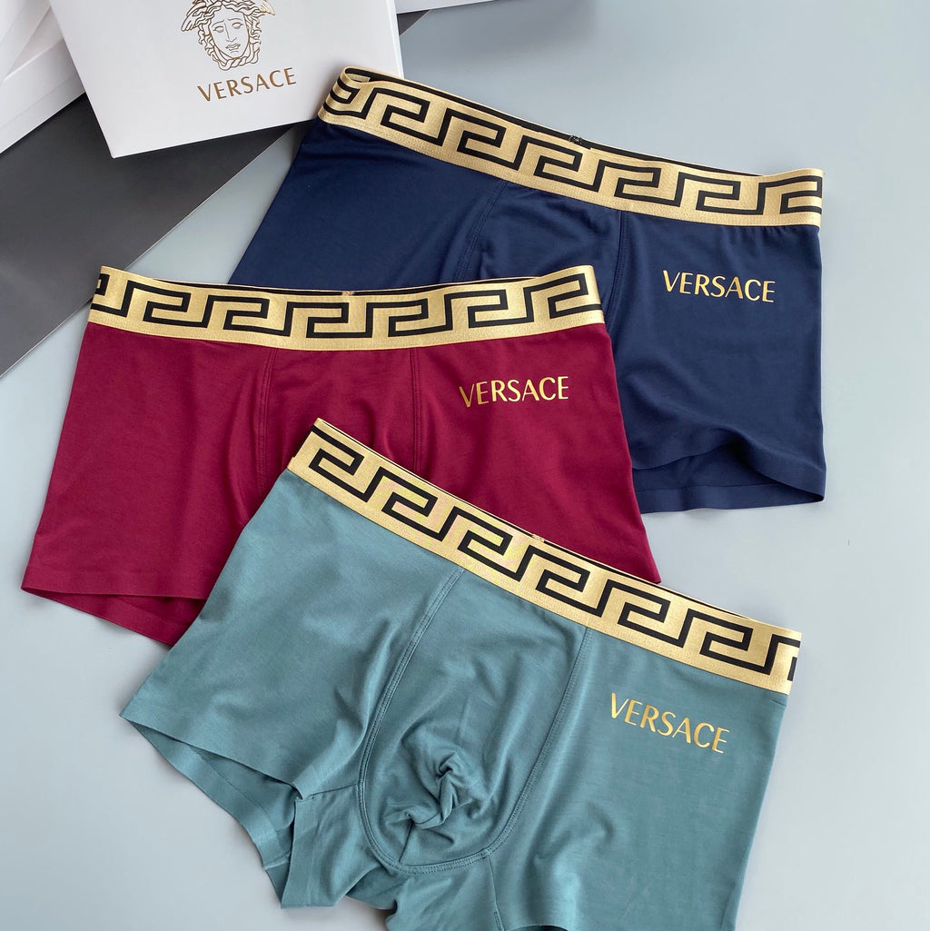 Versace Greek-Key Details Men's Boxer Briefs - 3-Piece Box