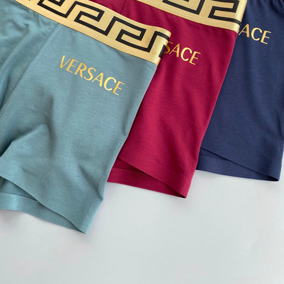 Versace Gold Wordmark Modal-Blend Boxer Briefs - Box of 3