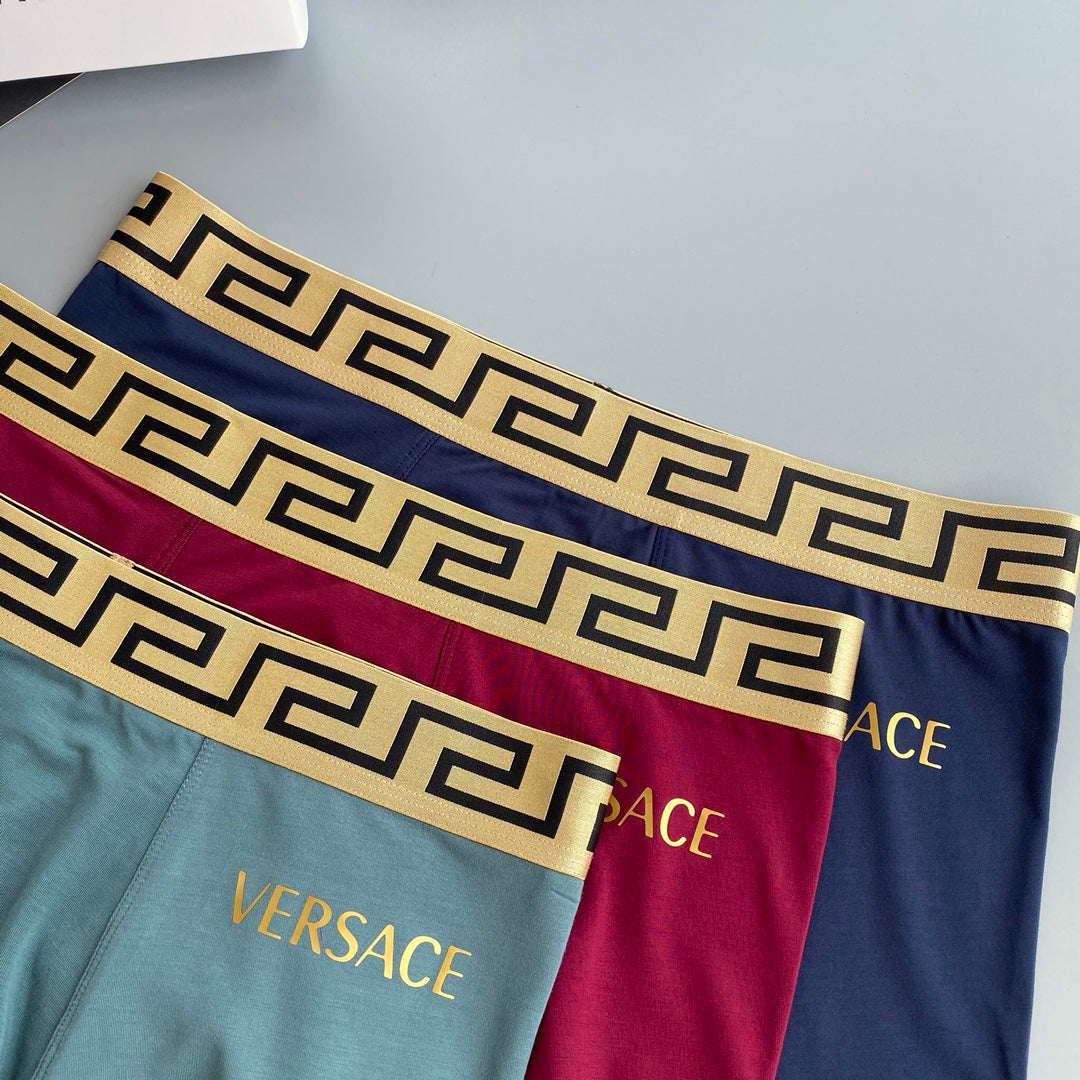 Versace Greek-Key Details Men's Boxer Briefs - 3-Piece Box